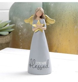 Blossom Bucket Angel Holding Star- You are Blessed (6")