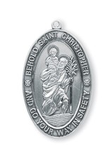 HMH St. Christopher Medal - Oval, Sterling Silver, 24" Chain