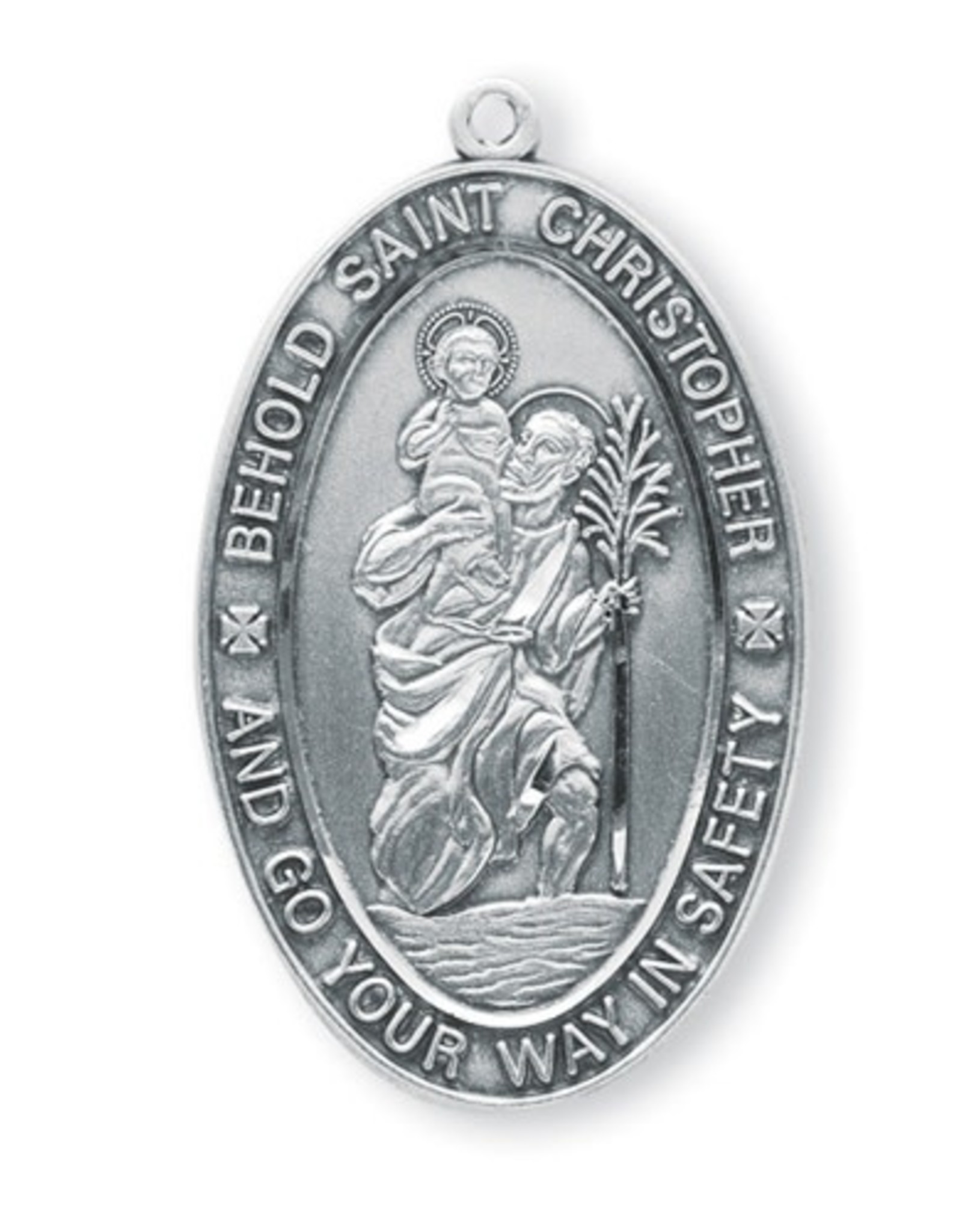 HMH St. Christopher Medal - Oval, Sterling Silver, 24" Chain