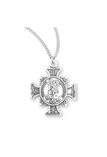 HMH St. Michael Maltese Cross Medal, Sterling Silver, 18" Chain