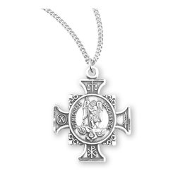 HMH St. Michael Maltese Cross Medal, Sterling Silver, 18" Chain