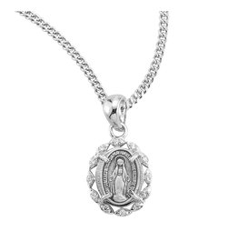 HMH Miraculous Medal, Crystal Cubic Zirconia - Sterling Silver on 18" Chain