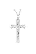 HMH Crucifix Medal - Budded Tip, Sterling Silver, 18" Chain