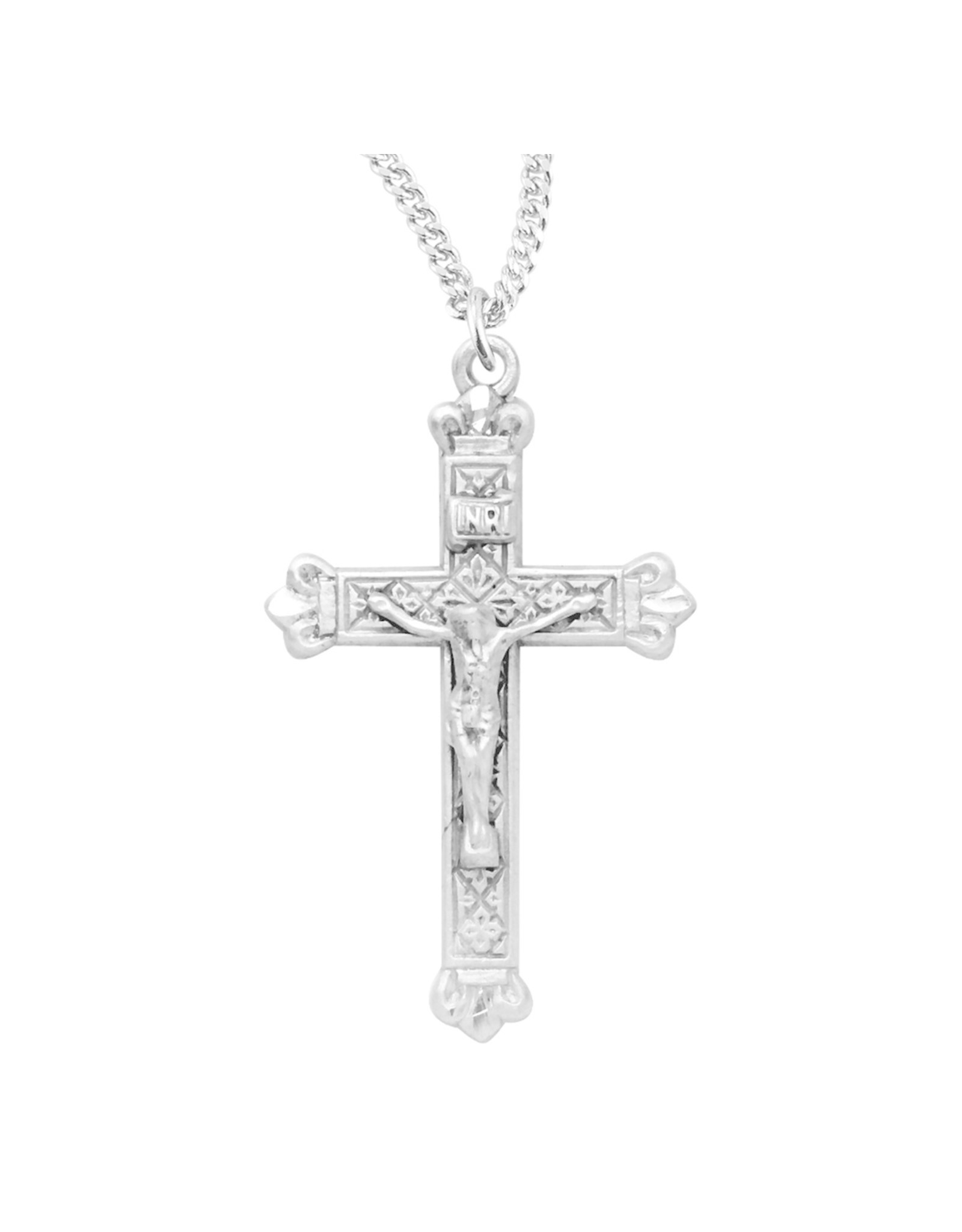 HMH Crucifix Medal - Budded Tip, Sterling Silver, 18" Chain