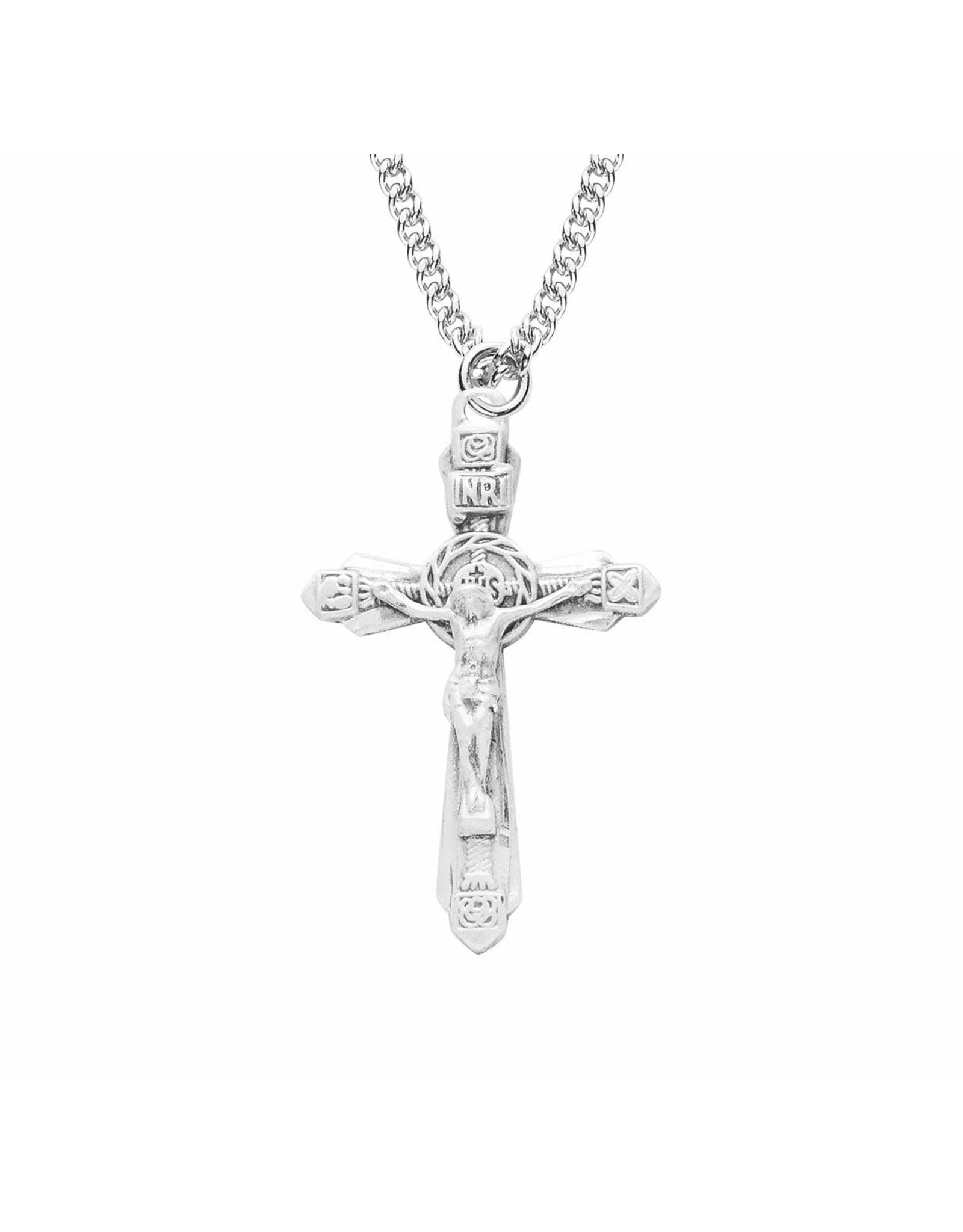 HMH Religious Manufacturing Crucifix Medal, Sterling Silver, 18" Chain