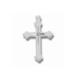 HMH Cross Medal, Textured, Sterling Silver, 18" Chain