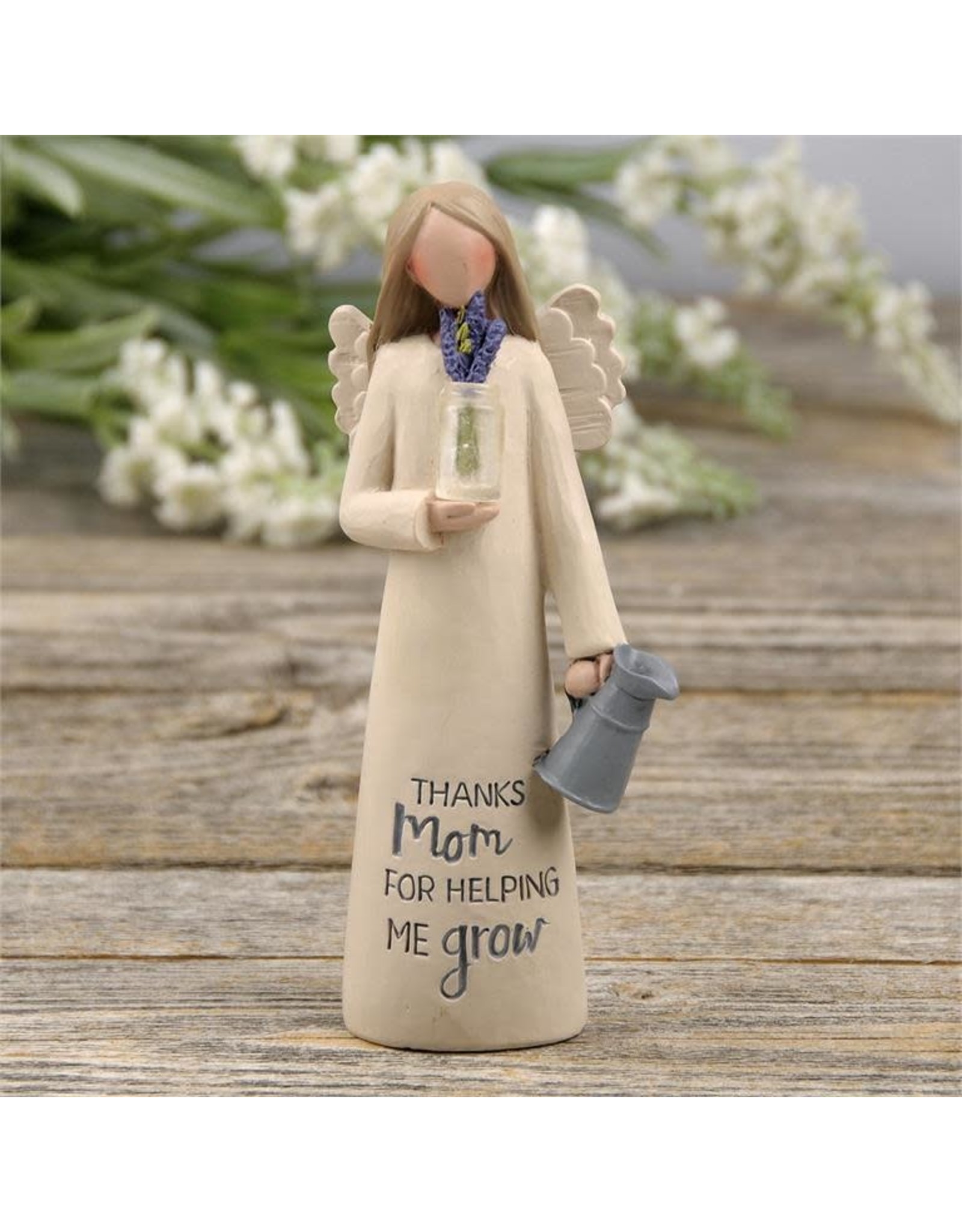 Blossom Bucket Angel Figurine - "Mom" (with Flowers)