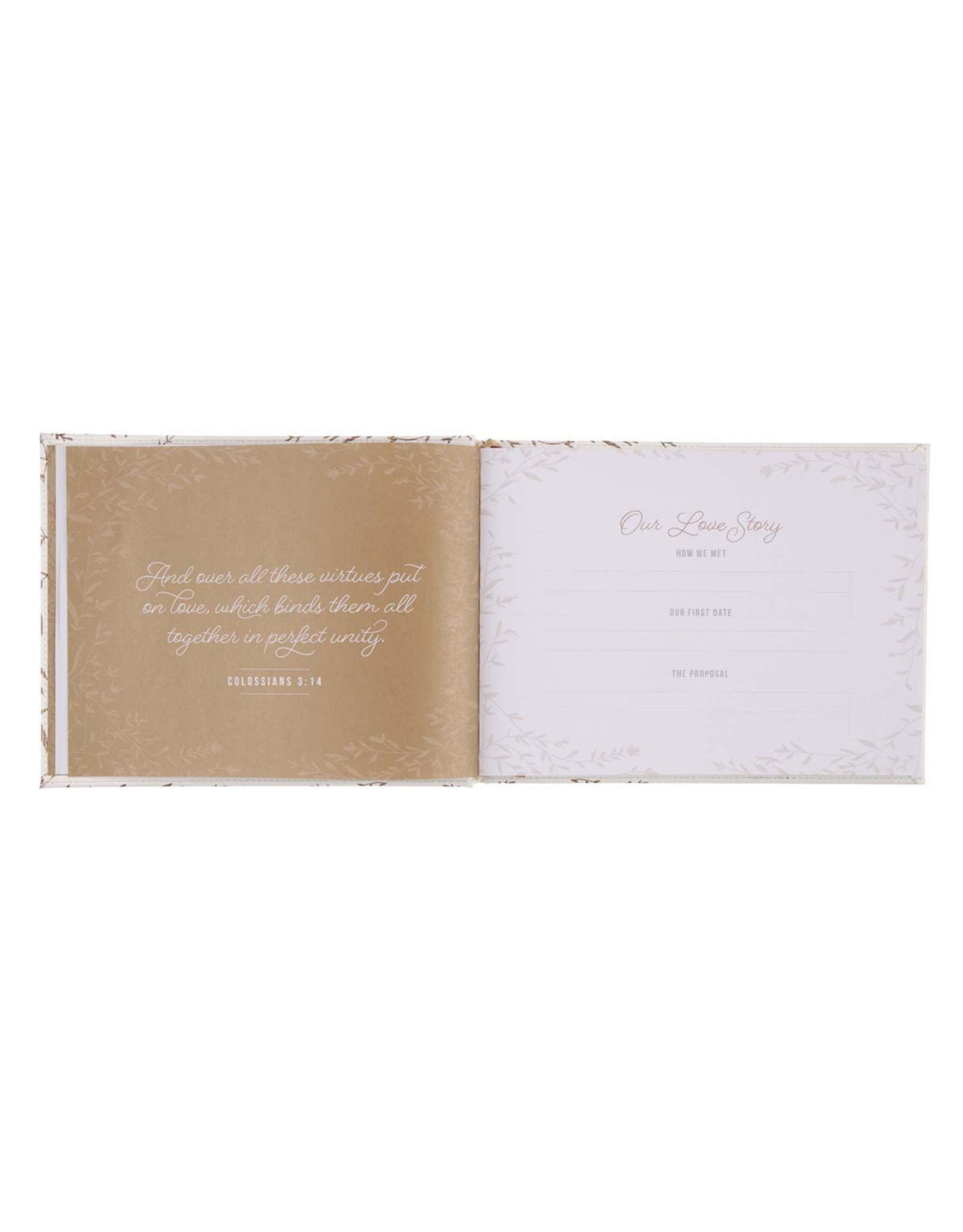 Guest Book - Wedding - Always & Forever, Medium White & Gold Faux Leather