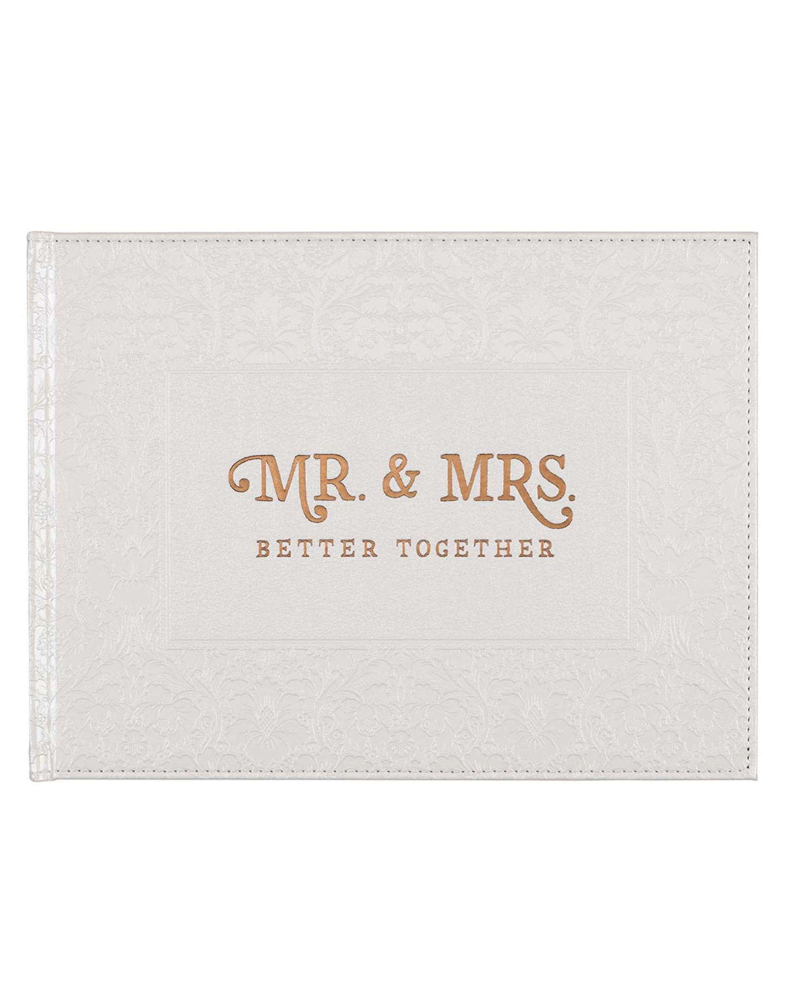 Christian Art Gifts Guest Book - Wedding - Mr. & Mrs., Medium White Faux Leather