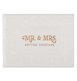 Christian Art Gifts Guest Book - Wedding - Mr. & Mrs., Medium White Faux Leather