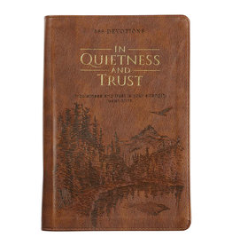 In Quietness & Trust Brown Zippered Faux Leather Daily Devotional