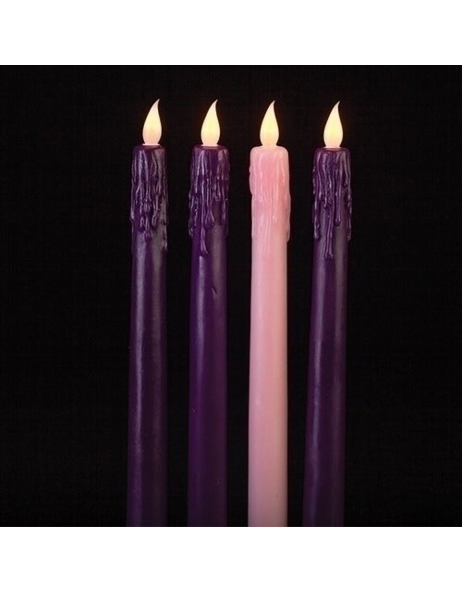 Roman Advent LED Taper Candles - 10" (3 Purple, 1 Rose)