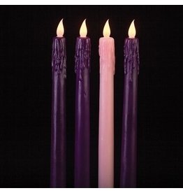 Roman Advent LED Taper Candles - 10" (3 Purple, 1 Rose)