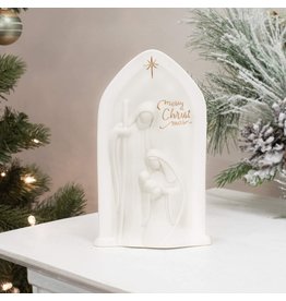 Merry CHRISTmas Porcelain Holy Family Statue