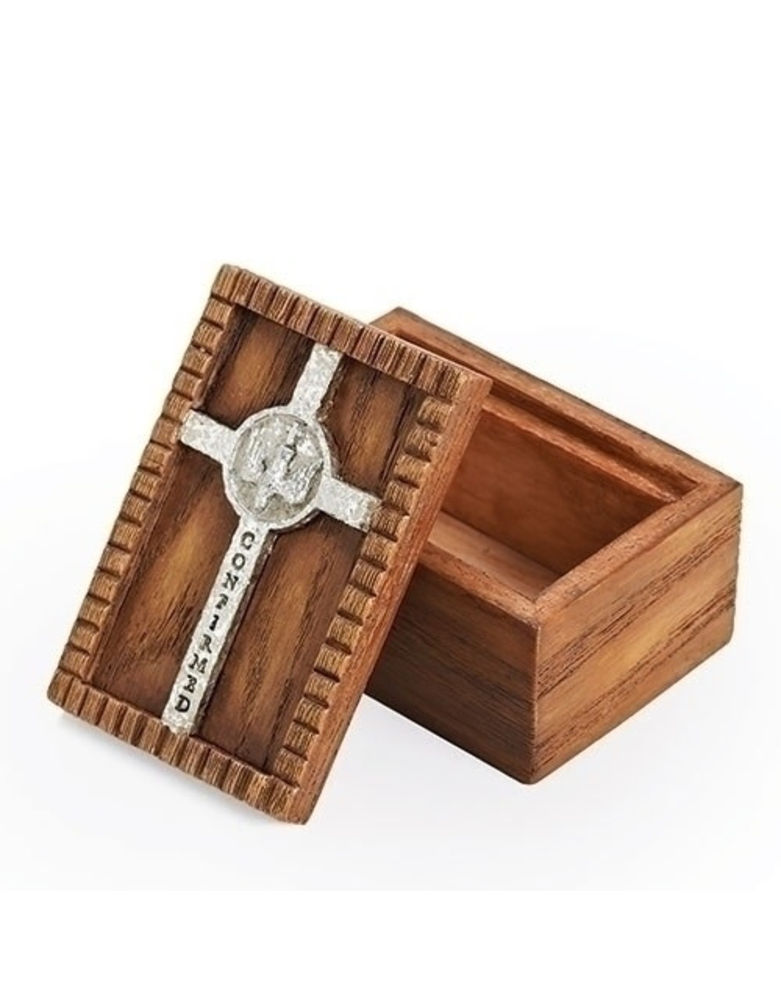 Roman Confirmation - Wooden Box with Silver Cross Emblem