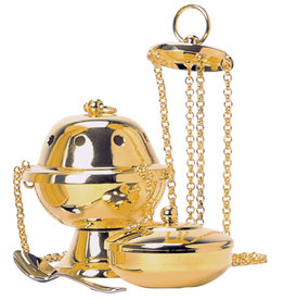 Koleys Censer & Boat with Spoon, 24kt Gold (3pc Set)