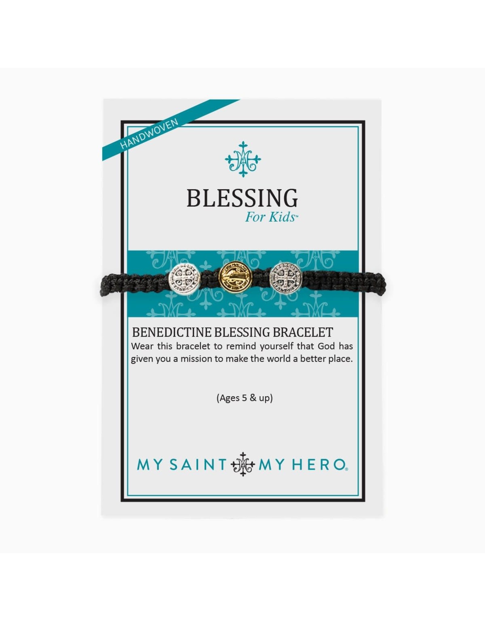 My Saint My Hero Bracelet - Benedictine Bracelet for Kids (Black)