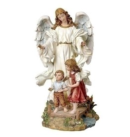 Roman Statue - Guardian Angel on Bridge with Children, 10"