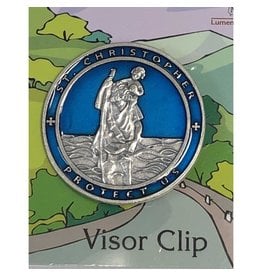 Lumen Mundi Visor Clip - St. Christopher, Blue Enamel