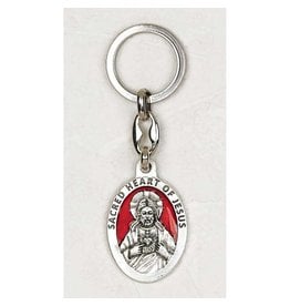 Lumen Mundi Keychain - Sacred Heart, Oval, Red Enamel