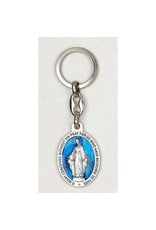 Miraculous Mary Oval Blue Enamel Key Chain