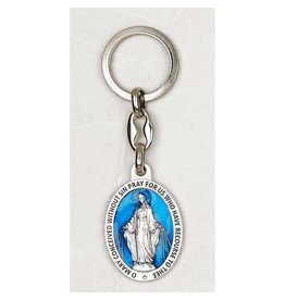 Lumen Mundi Keychain - Miraculous Mary, Oval, Blue Enamel