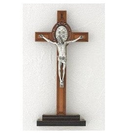 Lumen Mundi Standing Crucifix 8" Benedictine Wood/Silver