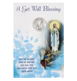 Get Well Soon - Our Lady of Lourdes Card with Removable Token