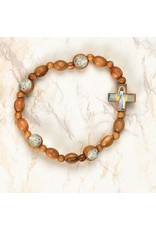 Lumen Mundi Divine Mercy Olive Wood Stretch Bracelet