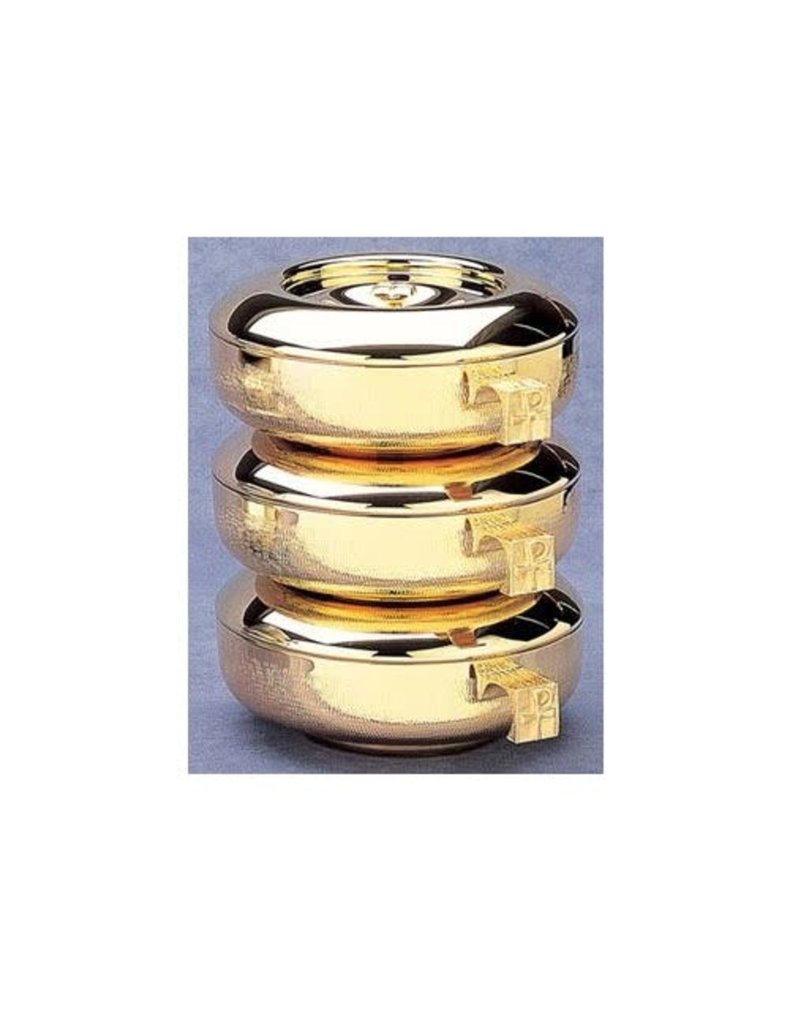 Alviti Creations Triple Stacking Ciboria, Straw Texture, Gold Plated