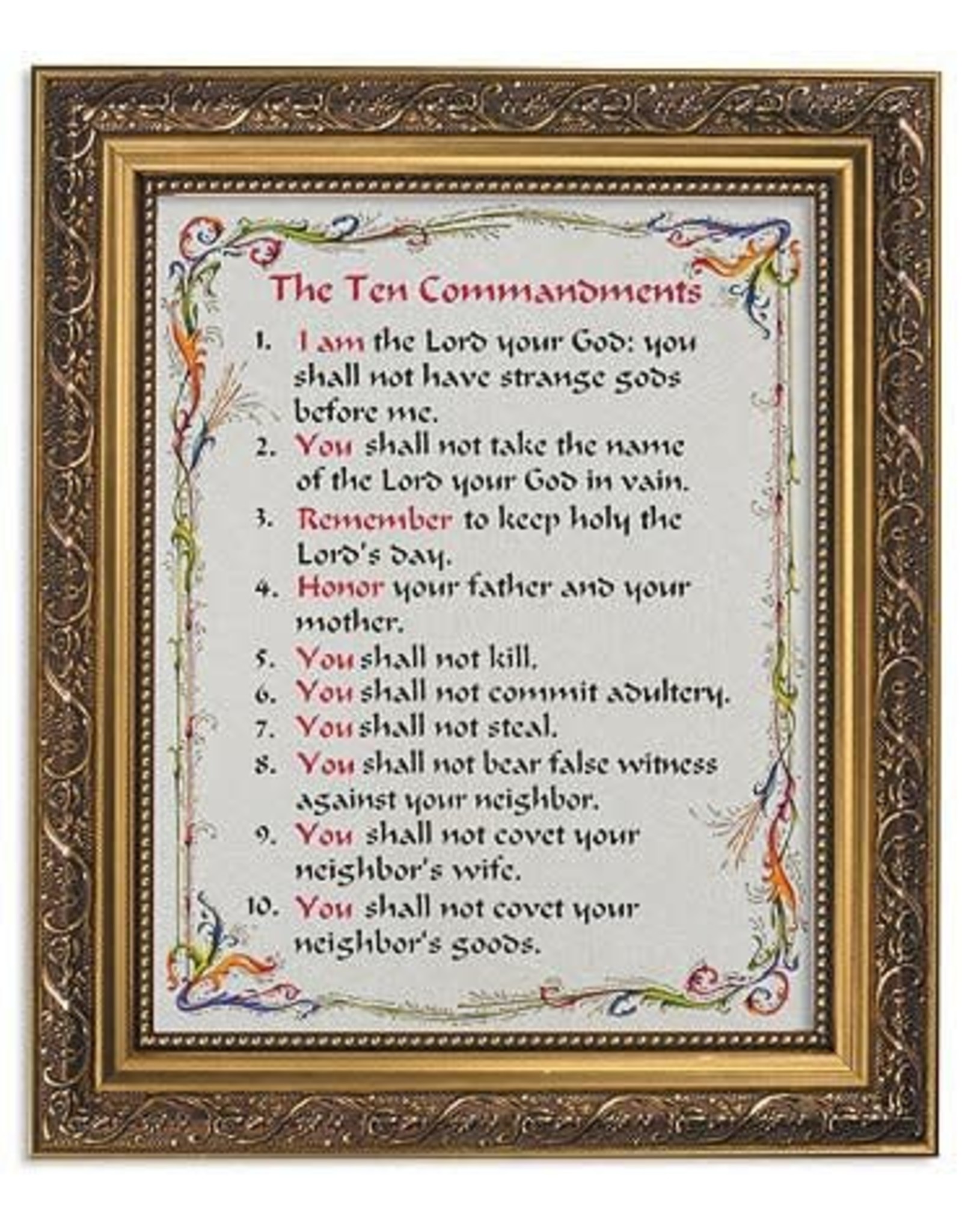Gerffert The Ten Commandments Framed Picture 11x13