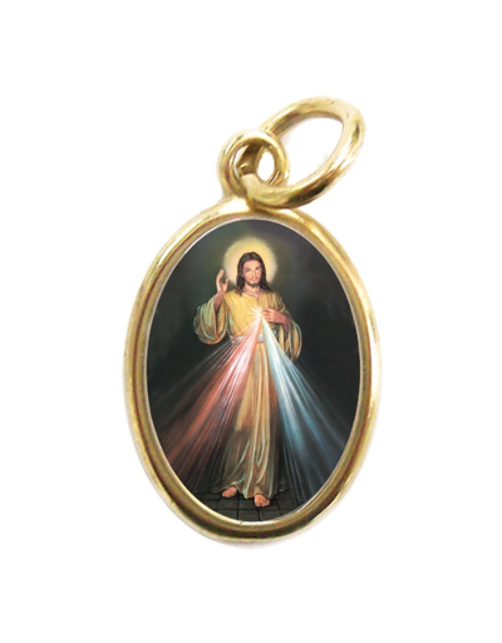 San Francis Divine Mercy Pendant (Color with Gold Border)