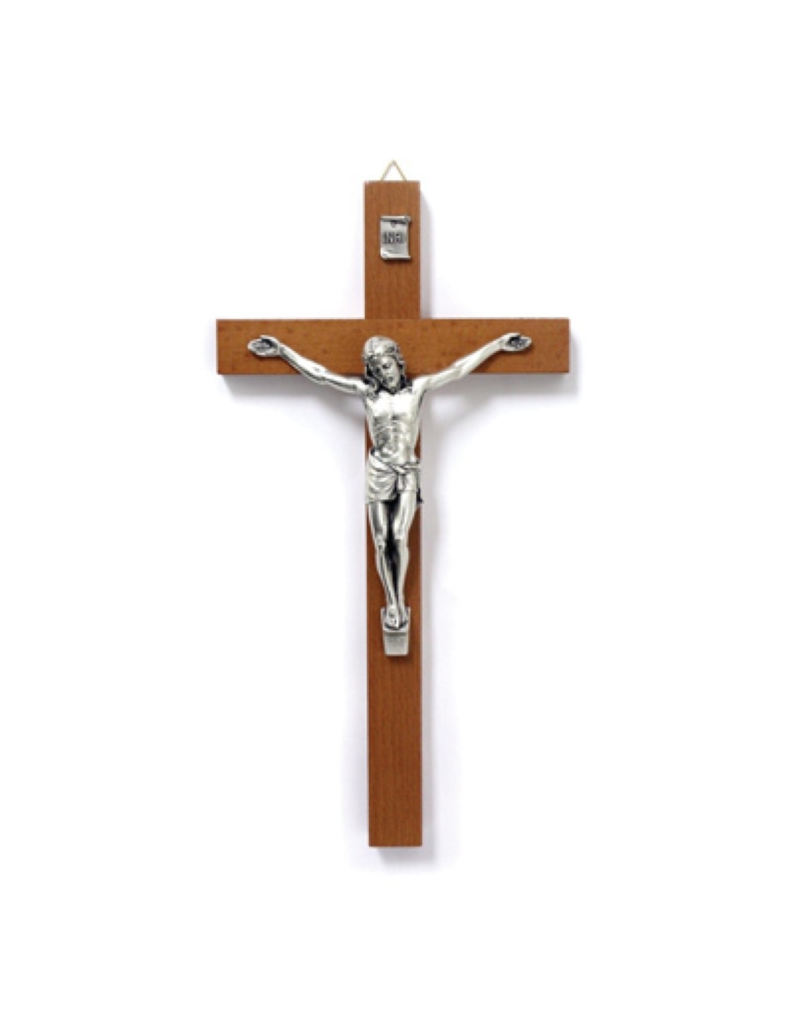 San Francis Crucifix, Light Wood with Silver Corpus 10"