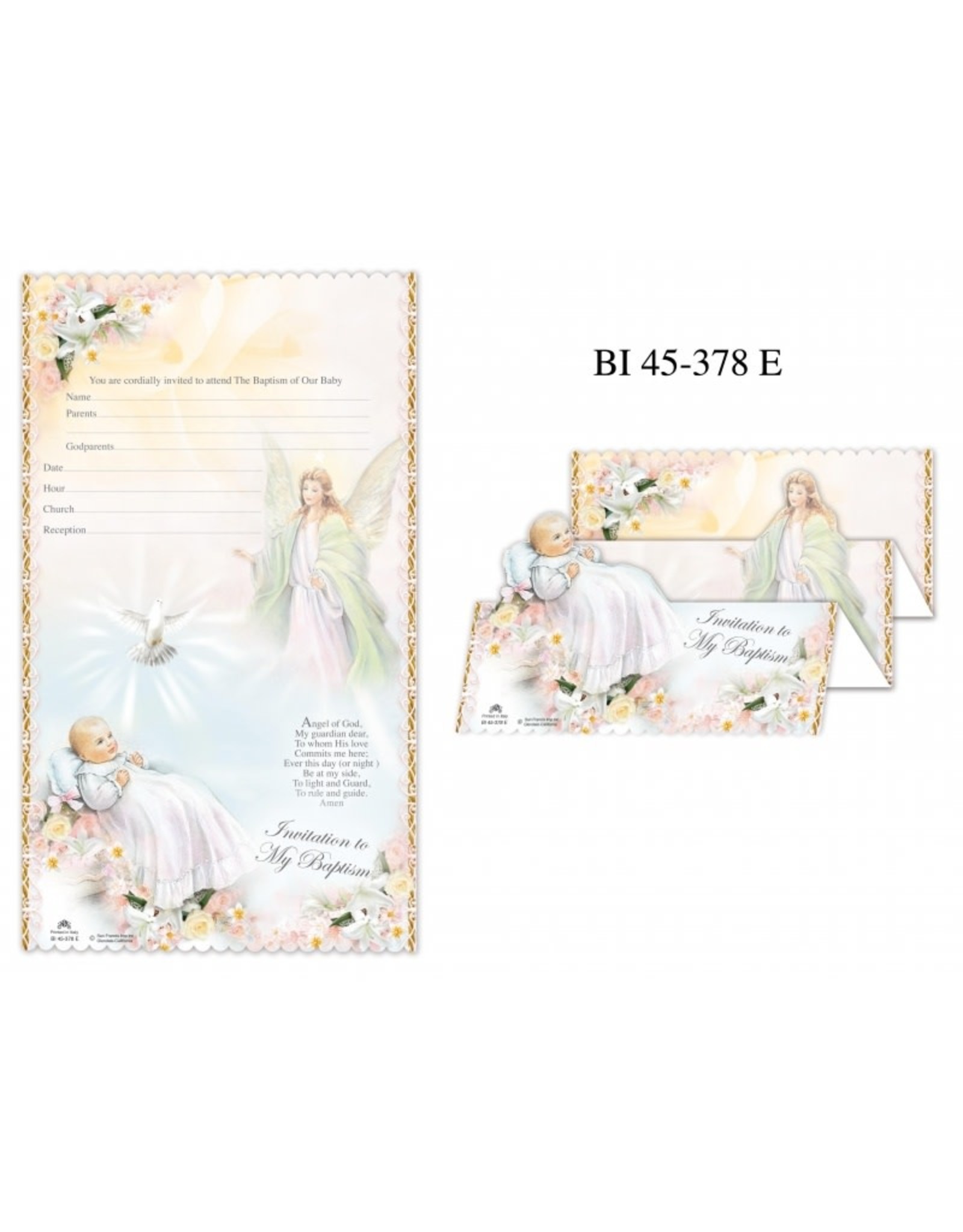Baptism Invitations - Guardian Angel (Pack of 10  with Envelopes)