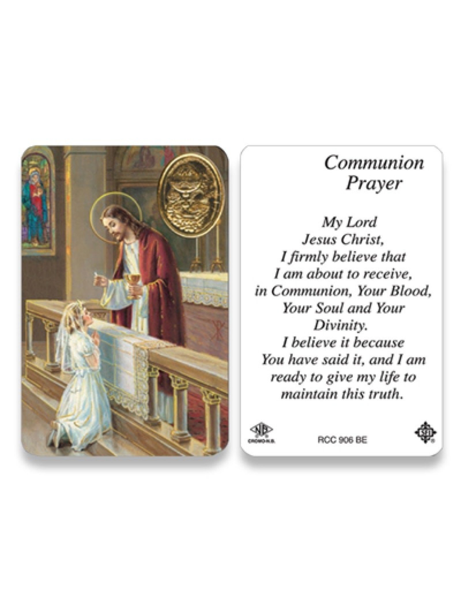 San Francis First Communion Prayer Card with Medal (Girl)