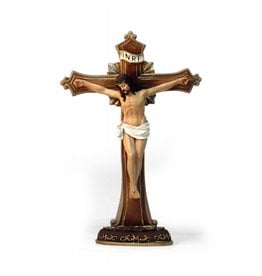 San Francis Standing Crucifix, Resin (13.5")