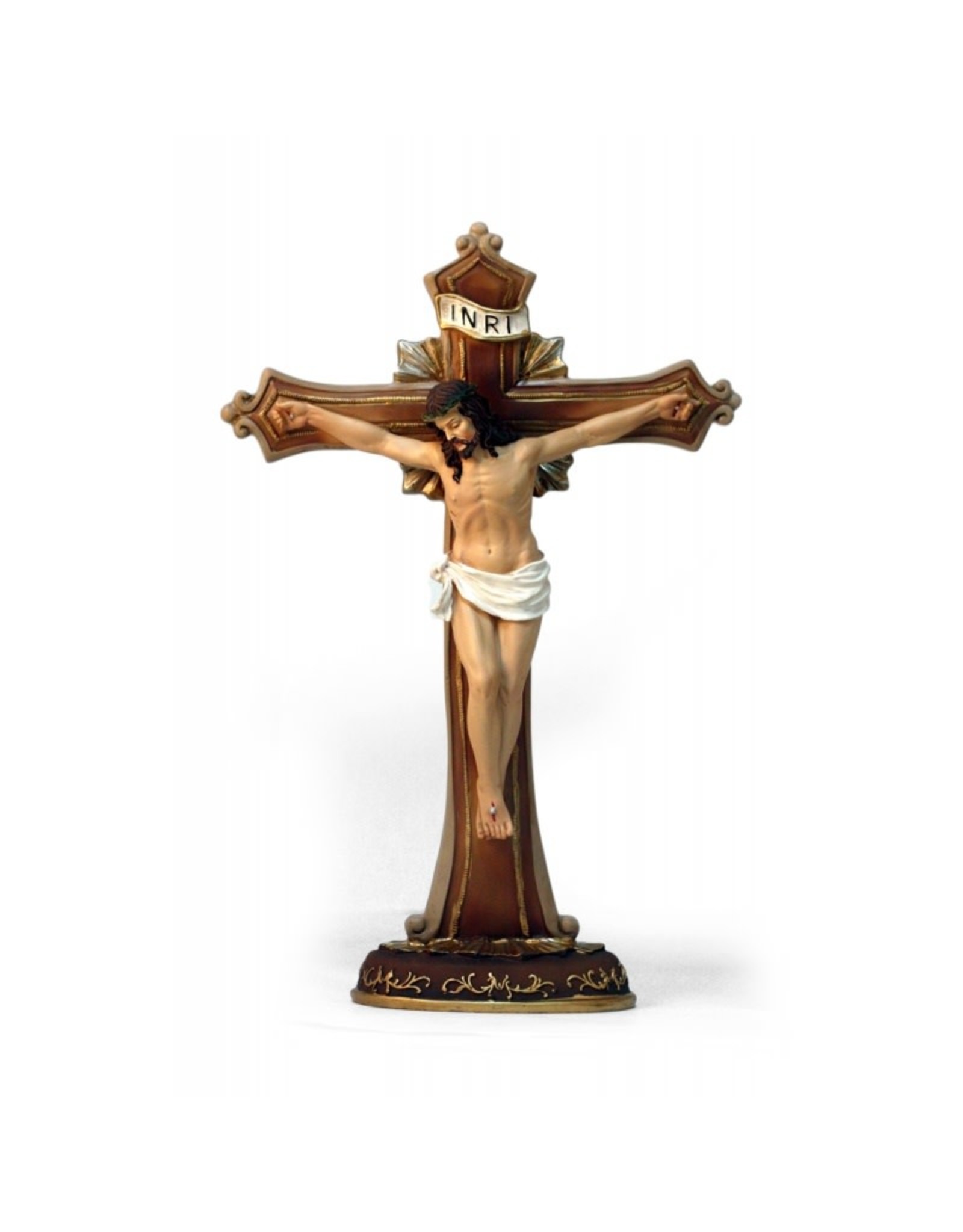 San Francis Standing Crucifix, Resin (13.5")