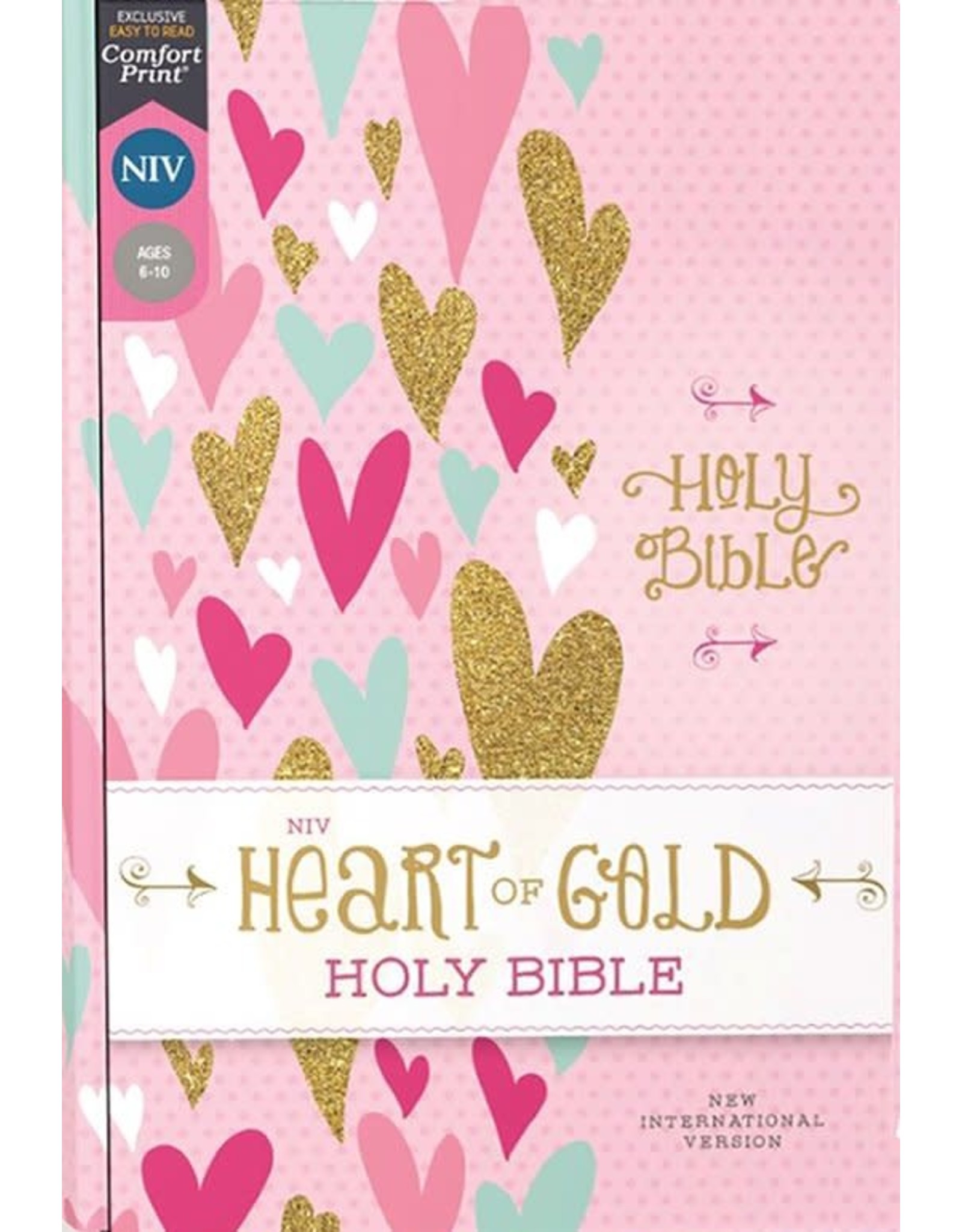 NIV Heart of Gold Comfort Print Holy Bible, Hardcover