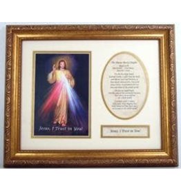 Divine Mercy Plaque with Chaplet 9x12 Matted & Framed