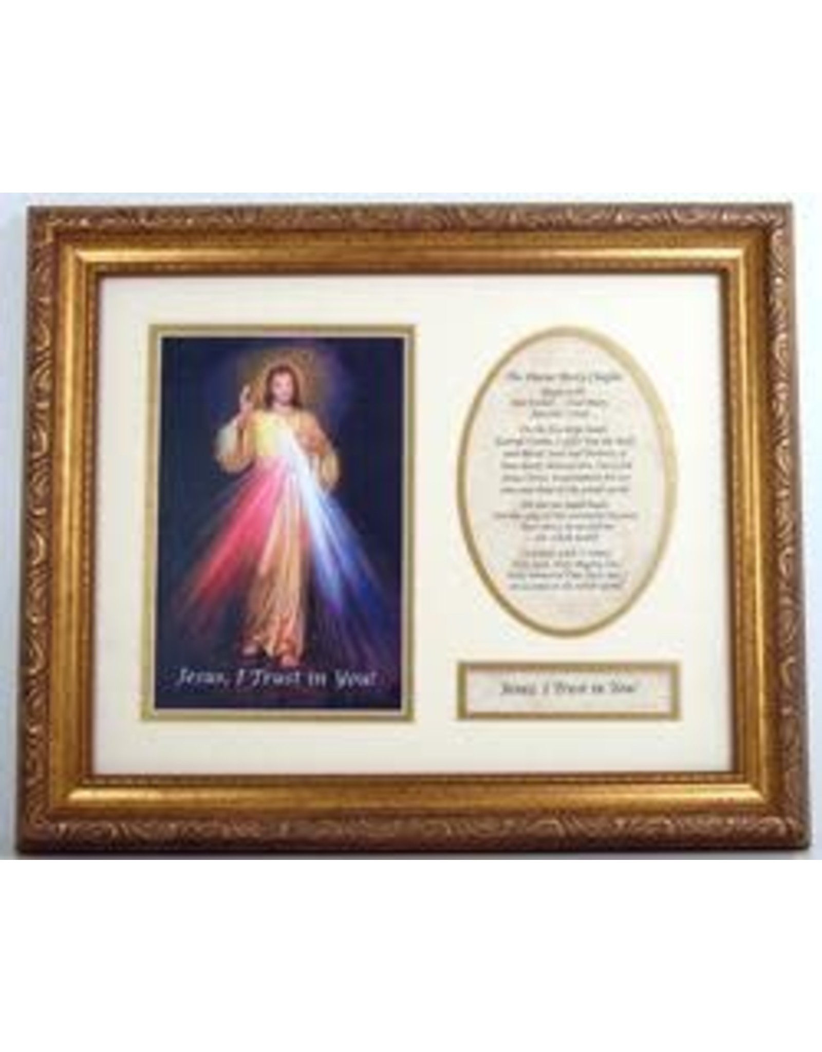 Divine Mercy Plaque with Chaplet 9x12 Matted & Framed