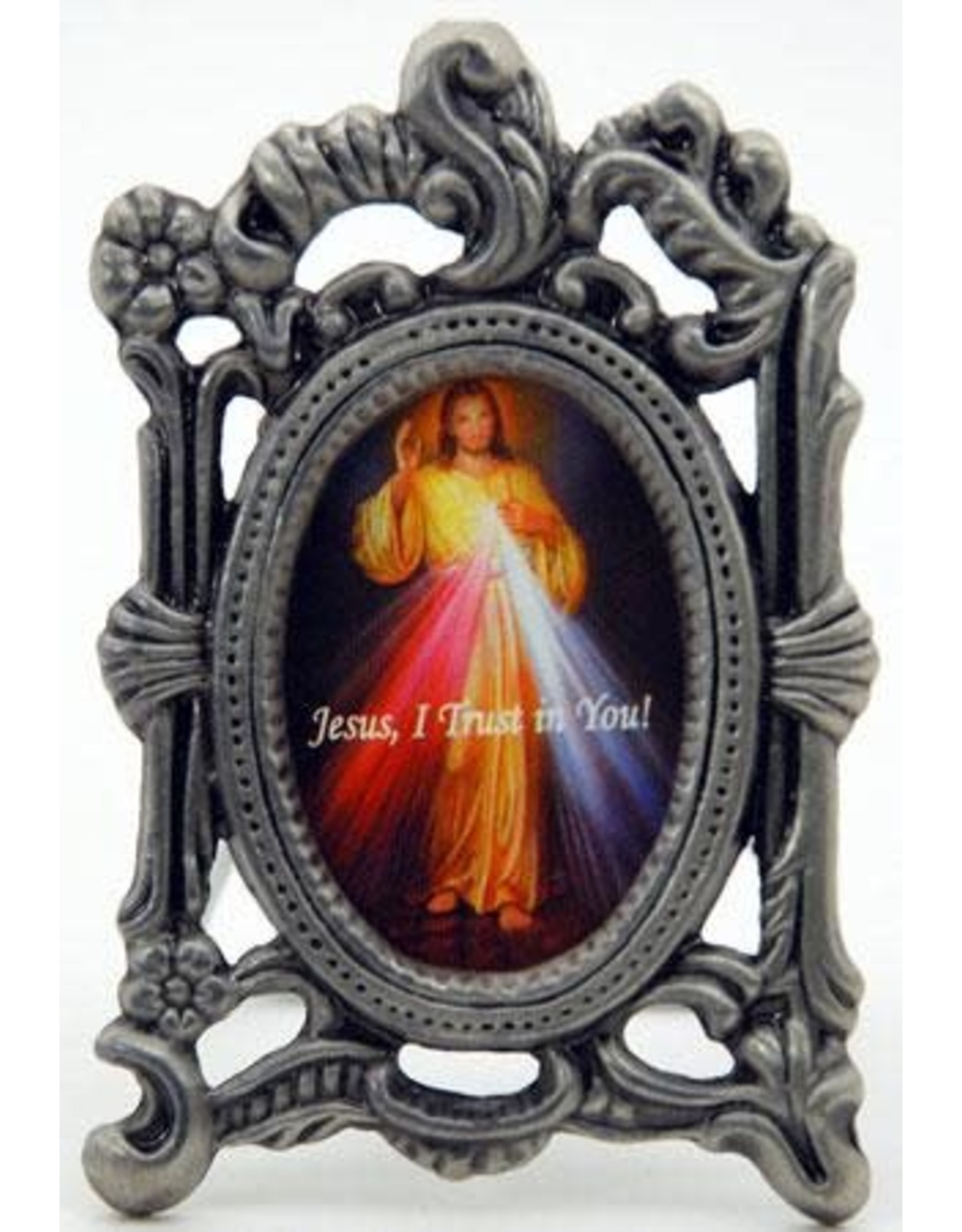 Divine Mercy - Mini Oval Pewter Frame