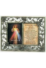 Divine Mercy with Chaplet Pewter Frame Picture