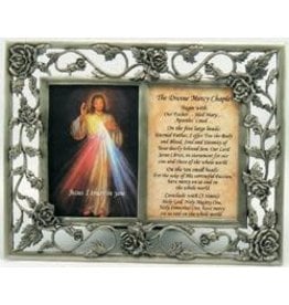Divine Mercy with Chaplet Pewter Frame Picture