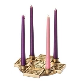 Roman Advent Wreath (Candleholder) Gold Cross
