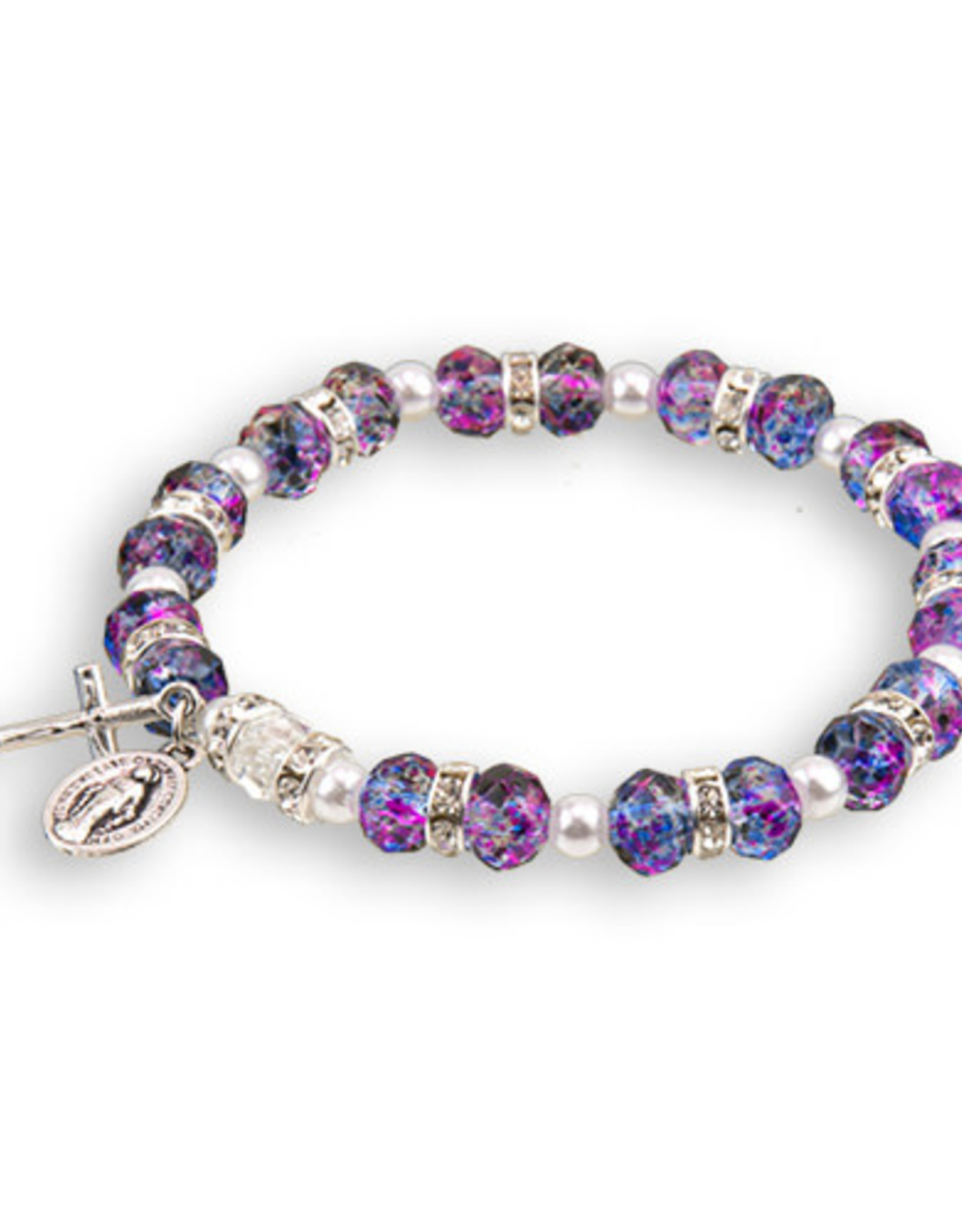 Amethyst Tin-Cut Bracelet with Silver Miraculous Charm