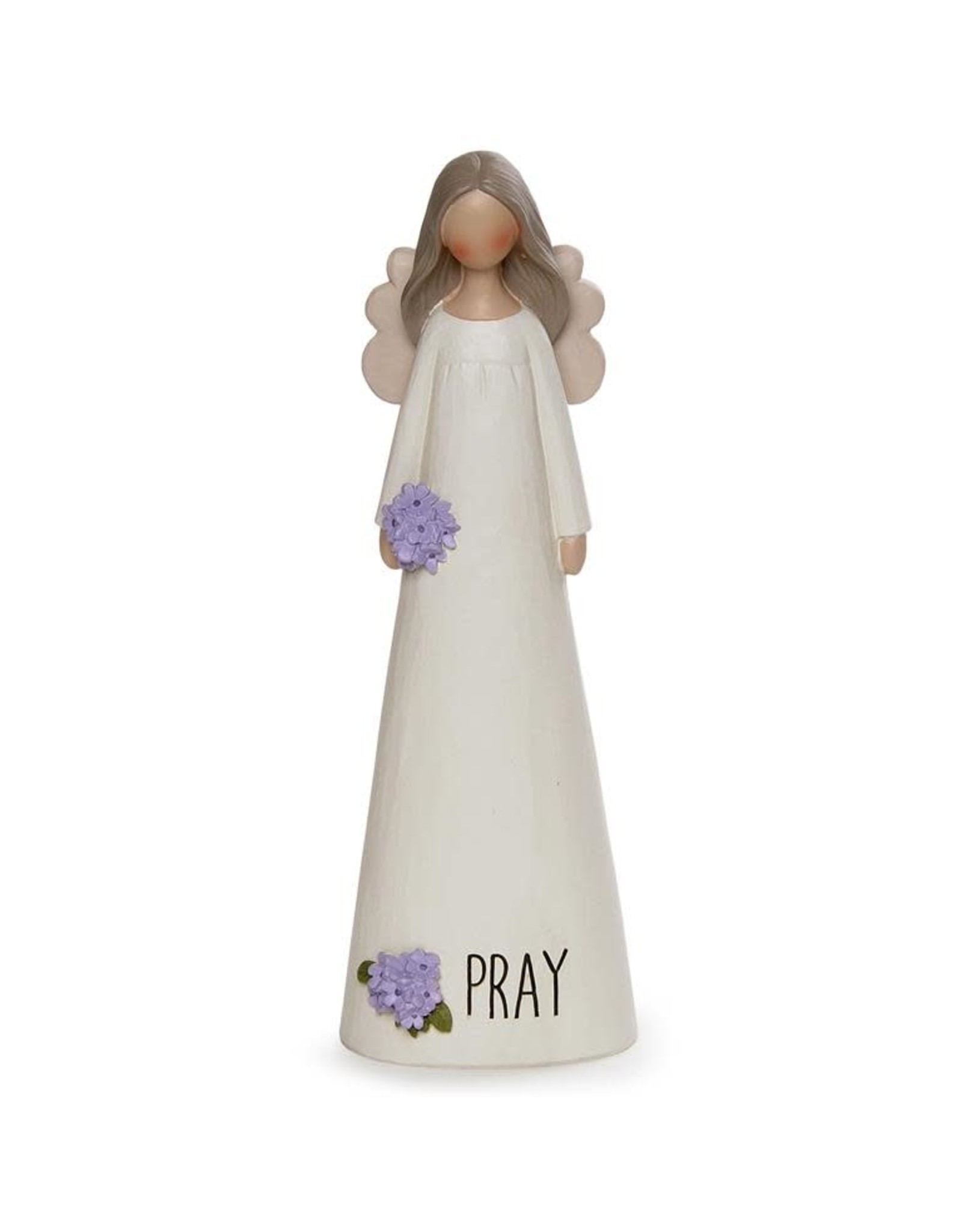 Crossroads "Pray" Angel with Purple Flowers
