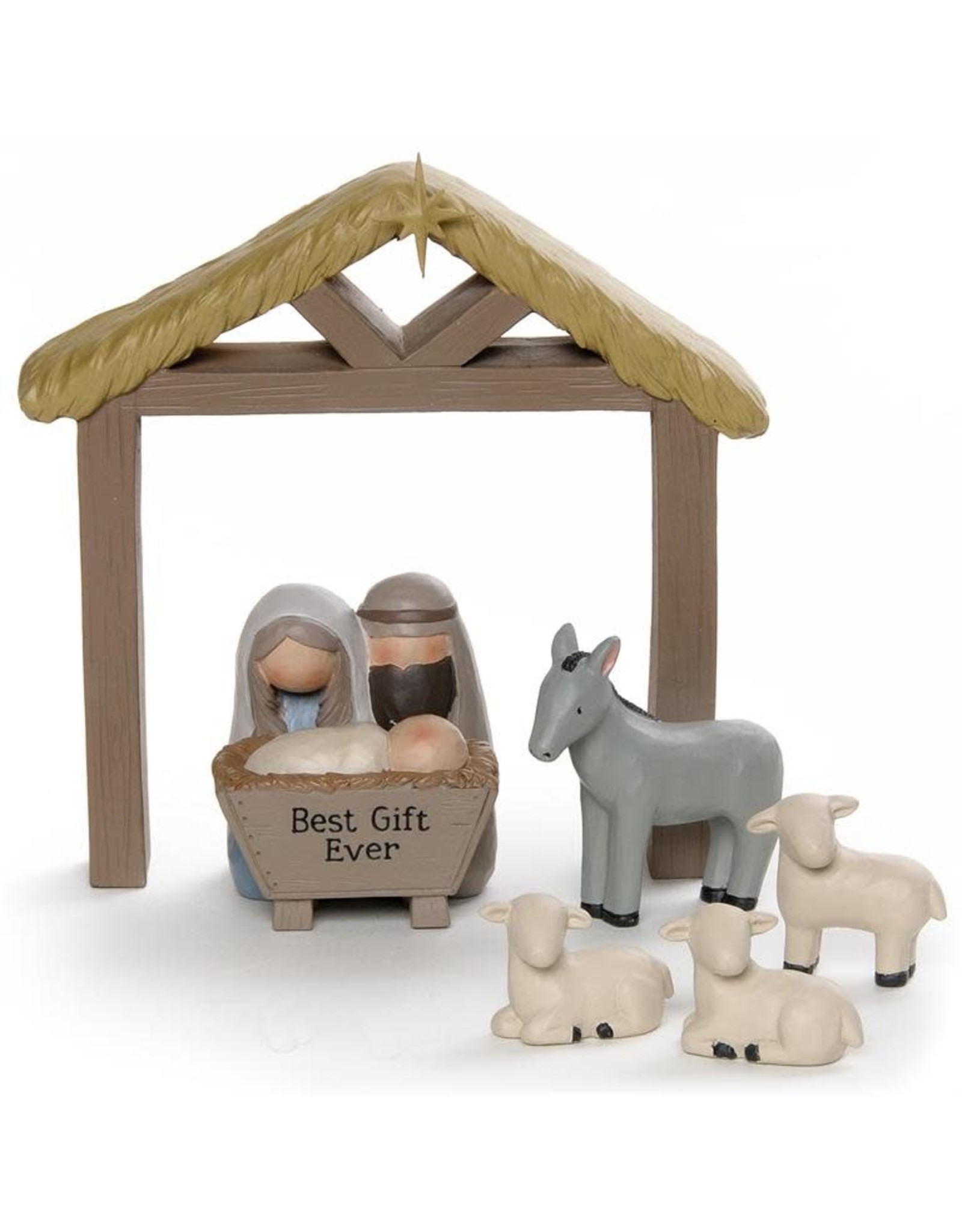 Holy Family & Creche with Animals 6-Piece
