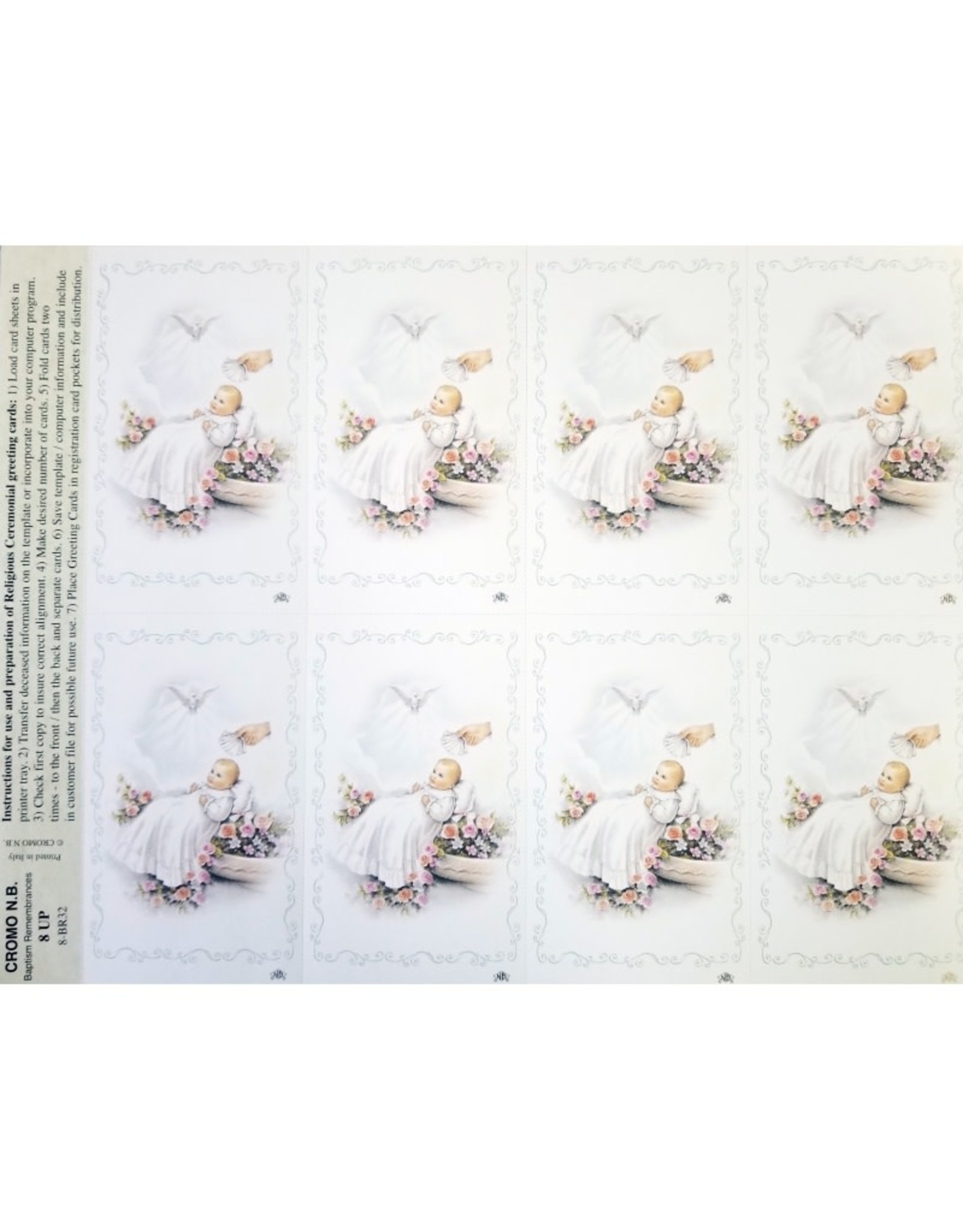 San Francis Holy Cards - Laser - Baptism (Sheet of 8)