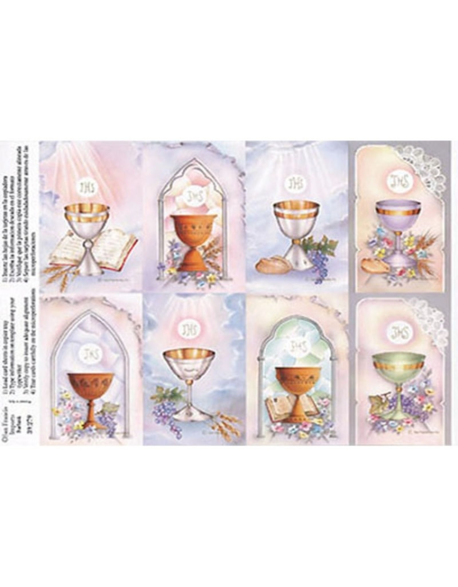 San Francis Holy Cards - Laser - First Communion Chalice (Sheet of 8)