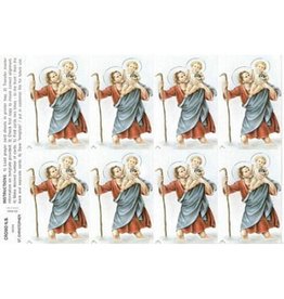 San Francis Holy Cards - Laser - St. Christopher (Sheet of 8)